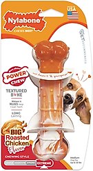 Nylabone Power Chew Textured Bone 70th Birthday Doy Toy, Orange Swirl Chicken, Medium