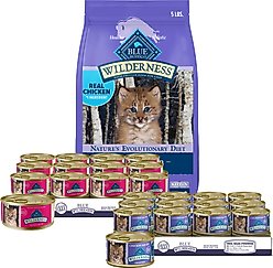 Kitten Variety Pack - Blue Buffalo Chicken Dry Food, Chicken Canned Food, Salmon Canned Food