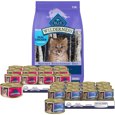 Blue Buffalo Kitten Variety Pack - Blue Buffalo Chicken Dry Food, Chicken Canned Food, Salmon Canned Food
