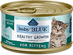 Blue Buffalo Baby Blue Healthy Growth Formula Grain-Free High Protein Chicken Recipe Kitten Wet Food, 3-oz cans, case of 24