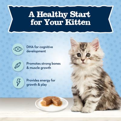 Show full view: Blue Buffalo Baby BLUE Healthy Growth Formula Grain-Free High Protein, Natural Kitten Pate Wet Cat Food, Chicken Recipe + Pate Wet Food, Salmon Recipe slide 9 of 10