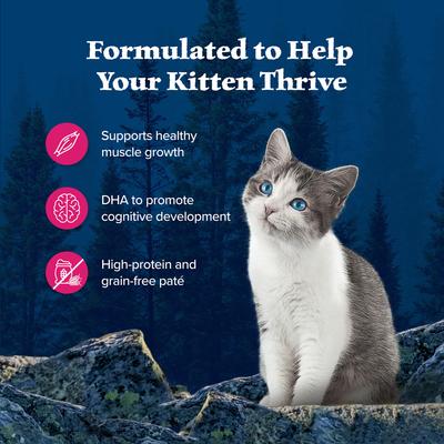 Show full view: Blue Buffalo Wilderness Kitten Salmon Grain-Free Canned Cat Food, 3-oz, case of 24 slide 5 of 11