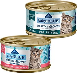 Blue Buffalo Baby BLUE Healthy Growth Formula Grain-Free High Protein, Natural Kitten Pate Wet Cat Food, Chicken Recipe + Pate Wet Food, Salmon Recipe