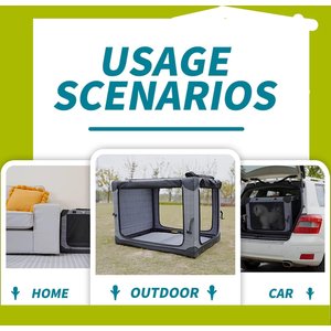 allforpaws Easy-go Travel Soft-Sided Dog Crate, Grey, Large