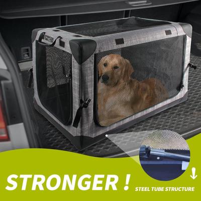 Show full view: allforpaws Easy-go Travel Soft-Sided Dog Crate, Grey, Large slide 4 of 10