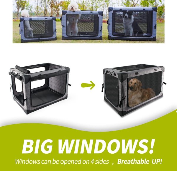 allforpaws Easy-go Travel Soft-Sided Dog Crate, Grey