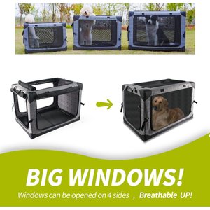 allforpaws Easy-go Travel Soft-Sided Dog Crate, Grey, Large