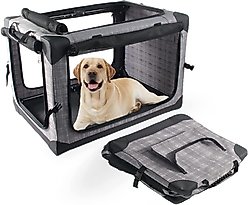 allforpaws Easy-go Travel Soft-Sided Dog Crate, Grey, Large