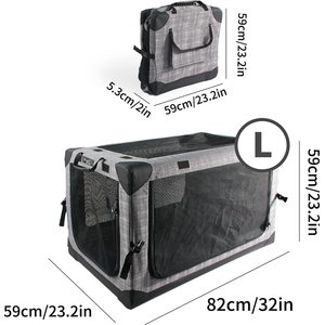 allforpaws Easy-go Travel Soft-Sided Dog Crate, Grey, Large