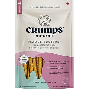 Crumps' Naturals Plaque Busters Original Dental Dog Treats, 9.0-oz bag, 18 count