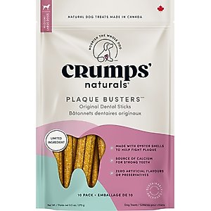 Crumps' Naturals Plaque Busters Original Dental Dog Treats, 9.5-oz bag, 10 count
