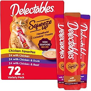 Hartz Delectables Squeeze Up Non-Seafood Variety Pack Lickable Cat Treats, 0.5-oz, case of 72