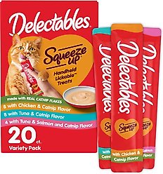 Hartz Delectables Squeeze Up Catnip Flavored Variety Pack Grain-Free Lickable Cat Treats, 0.5-oz tube, case of 20