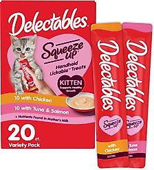 Hartz Delectables Squeeze Up Complete & Balanced Variety Pack Lickable Kitten Treats, 0.5-oz tube, case of 20