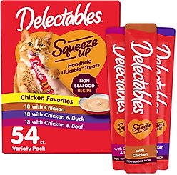 Hartz Delectables Squeeze Up Non-Seafood Variety Pack Lickable Cat Treats, 54 count