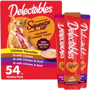 Hartz Delectables Squeeze Up Non-Seafood Variety Pack Lickable Cat Treats, 54 count