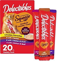 Hartz Delectables Squeeze Up Non-Seafood Variety Pack Lickable Cat Treats, 20 count