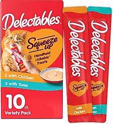 Hartz Delectables Squeeze Up Variety Pack Grain-Free Lickable Cat Treats, 0.5-oz tube, 10 count