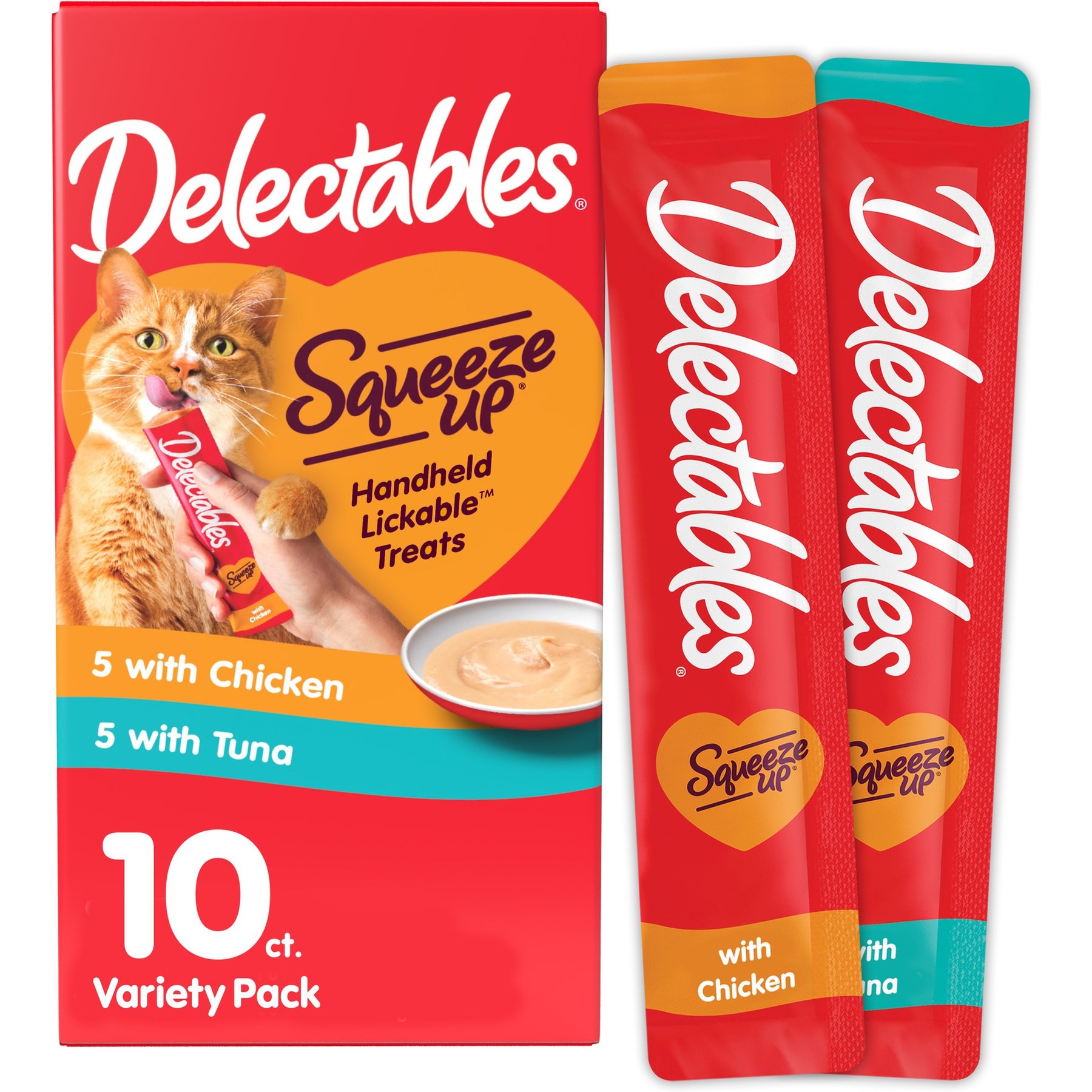 Delectables Squeeze Up Variety Pack Grain-Free Lickable Cat Treats, 0.5-oz tube, 30 count bundle