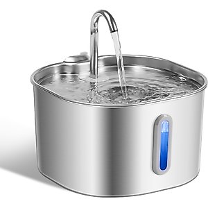 Qzkragt Stainless Steel Dog & Cat Water Fountain, 2.2-L