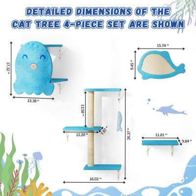 Show full view: Coziwow 4-in1 Cat Tree Climber Set, Ocean Blue slide 8 of 10