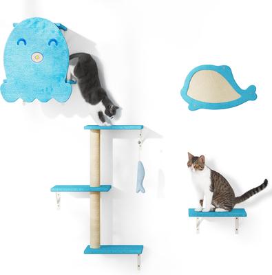 Show full view: Coziwow 4-in1 Cat Tree Climber Set, Ocean Blue slide 9 of 10