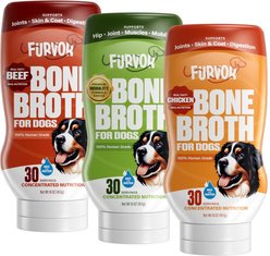 Furvor Beef, Chicken & Mobility Bone Broth Dog Food Topper, 16-oz bottle, 3 count