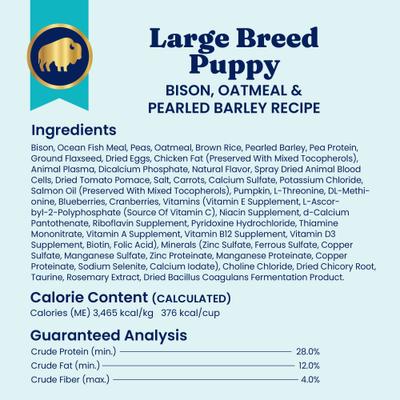 Show full view: Solid Gold Large Breed Puppy Gut Health Real Bison & Oatmeal Whole Grain Dry Dog Food, 22-lb bag slide 10 of 12