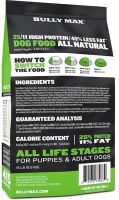 Show full view: Bully Max 25/11 High Protein Low Fat Lamb Dry Dog Food, 15-lb bag slide 3 of 11