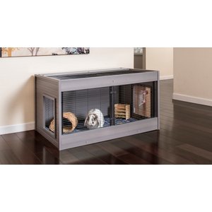 New Age Pet ECOFLEX Cozy Critter Connect-A-Hutch Modular Small Pet Hutch, Grey