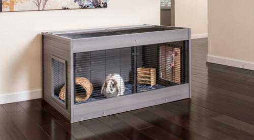 Show full view: New Age Pet ECOFLEX Cozy Critter Connect-A-Hutch Modular Small Pet Hutch, Grey slide 3 of 12