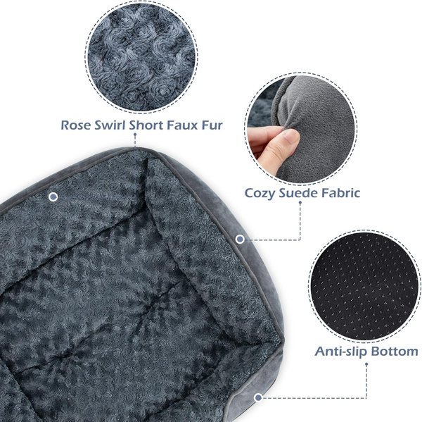 Show full view: Invenho Orthopedic Washable Dog Bed with Anti-Slip Bottom, Grey, Medium slide 4 of 8