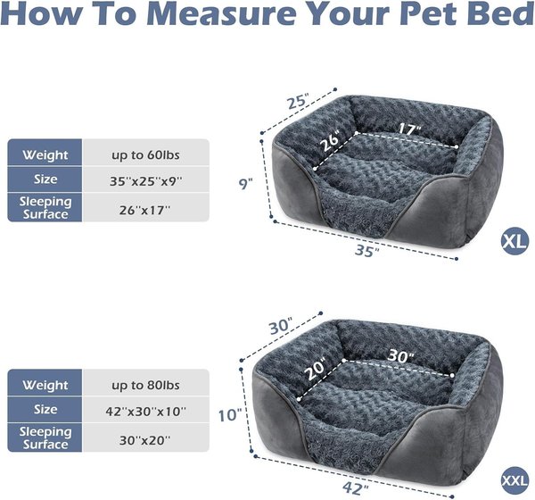 Show full view: Invenho Orthopedic Washable Dog Bed with Anti-Slip Bottom, Grey, X-Large slide 5 of 8