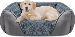 Invenho Orthopedic Washable Dog Bed with Anti-Slip Bottom, Grey, Large