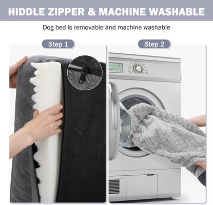 Show full view: Invenho Waterproof Orthopedic Couch Dog Bed with Washable Removable Cover, Grey, Medium slide 6 of 9