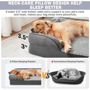 Invenho Waterproof Orthopedic Couch Dog Bed with Washable Removable Cover, Grey, X-Large