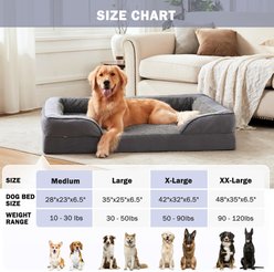 Invenho Waterproof Orthopedic Couch Dog Bed with Washable Removable Cover, Grey, Large slide 2 of 7