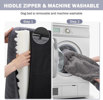 Show full view: Invenho Waterproof Orthopedic Couch Dog Bed with Washable Removable Cover, Grey, Large slide 6 of 9