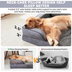 Invenho Waterproof Orthopedic Couch Dog Bed with Washable Removable Cover, Grey, Large