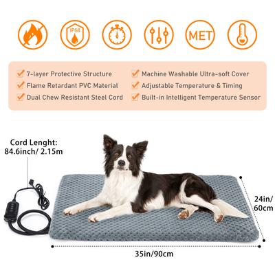 Show full view: Invenho Heated Dog & Cat Bed, Grey, Large slide 6 of 8
