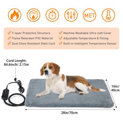 Show full view: Invenho Heated Dog & Cat Bed, Grey, Medium slide 7 of 9