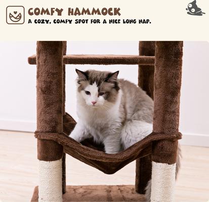 Show full view: MWPO 63.8-in Multi-Level Cat Tree with Condo & Hammock, Brown slide 5 of 11
