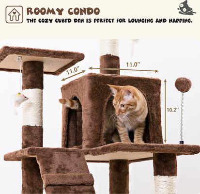 Show full view: MWPO 63.8-in Multi-Level Cat Tree with Condo & Hammock, Brown slide 4 of 11