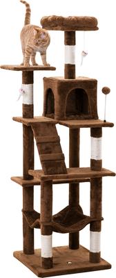 Show full view: MWPO 63.8-in Multi-Level Cat Tree with Condo & Hammock, Brown slide 2 of 11