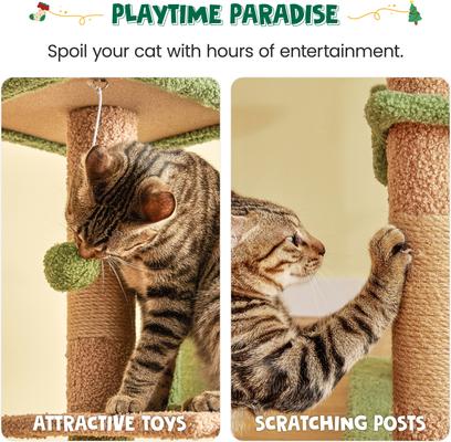 Show full view: MWPO 63.8-in Multi-Level Cat Tree with Condo & Hammock, Green slide 8 of 11