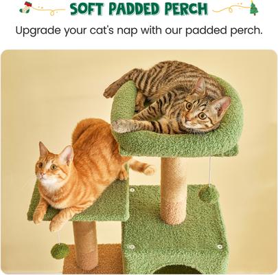 Show full view: MWPO 63.8-in Multi-Level Cat Tree with Condo & Hammock, Green slide 5 of 11
