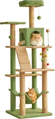 Show full view: MWPO 63.8-in Multi-Level Cat Tree with Condo & Hammock, Green slide 2 of 11