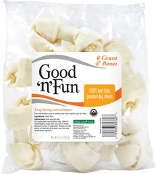 Good 'n' Fun 4-in Beef Hide Dog Treat Chew Bones, 8 count