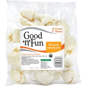 Good 'n' Fun 4-in Beef Hide Dog Treat Chew Bones, 8 count
