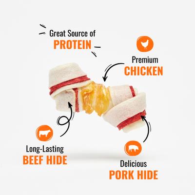 Show full view: Good 'n' Fun Triple Flavor Pork, Beef & Chicken Dog Treat Chew Bones, Mini, 25 count slide 4 of 8